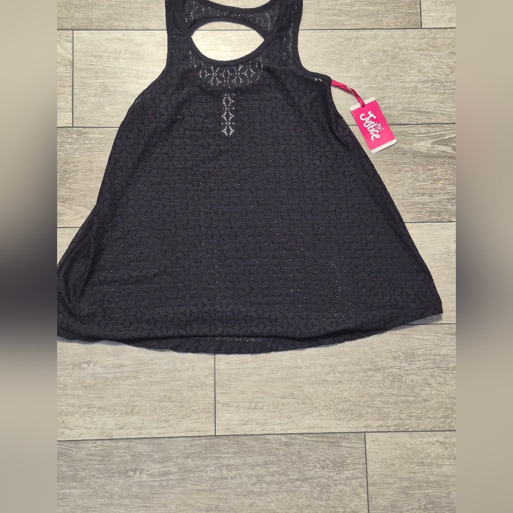 New Justice Girls Black Sleeveless Lace Swim Cover Up. Size Medium (10)